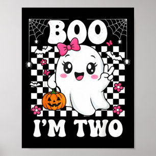 Boo i’m two ghost groovy 2nd birthday halloween poster