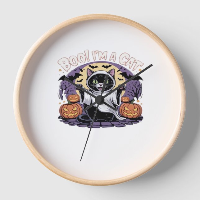 Boo I'm a Cat Oversized T-Shirt Clock (Front)
