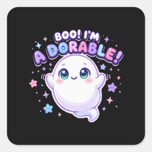 Boo I'm Adorable Cute Ghost Square Sticker