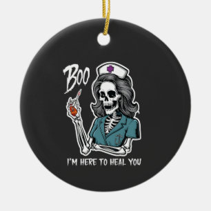 Boo I'm Here To Heal you Rn Nurse Halloween Gift Ceramic Tree Decoration