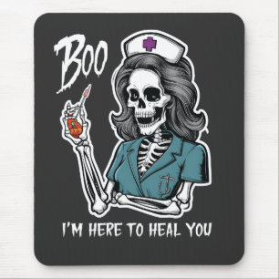 Boo I'm Here To Heal you Rn Nurse Halloween Gift Mouse Mat