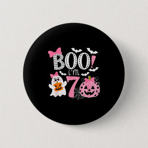 Boo I'm Seven Ghost Seventh 7th Birthday Halloween 6 Cm Round Badge