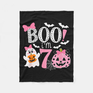 Boo I'm Seven Ghost Seventh 7th Birthday Halloween Fleece Blanket