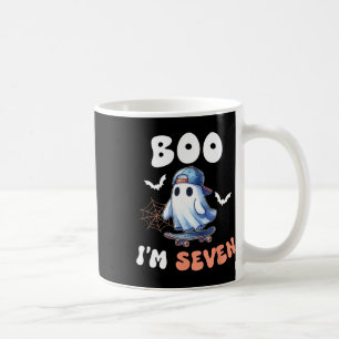 Boo I'm Seven Ghost Skateboard 7th Birthday Hallow Coffee Mug