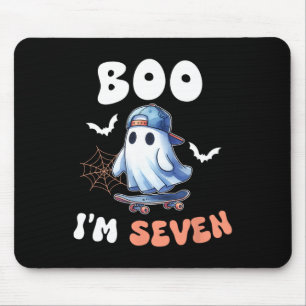 Boo I'm Seven Ghost Skateboard 7th Birthday Hallow Mouse Mat