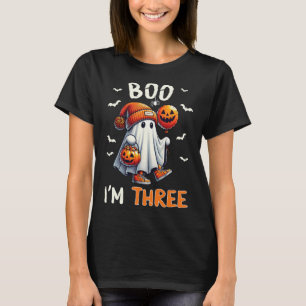 Boo I'm Three Ghost 3rd Birthday Halloween Boy Kid T-Shirt