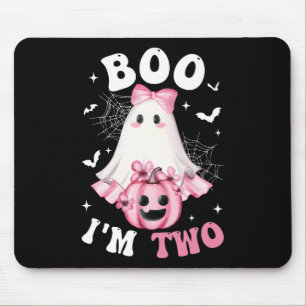 Boo I'm Two 2nd Birthday Girl Pink Bow Pumpkin Gho Mouse Mat