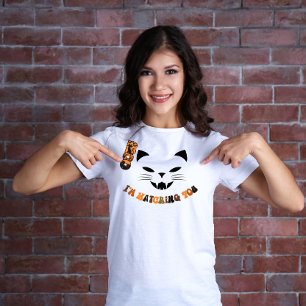Boo I'm Watching You Floating Cat Face T-Shirt