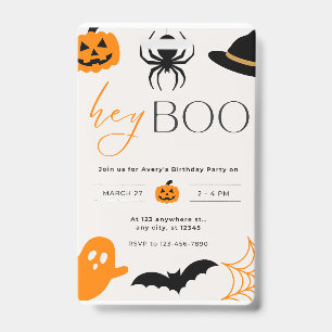 boo invitation card halloween party ID badge