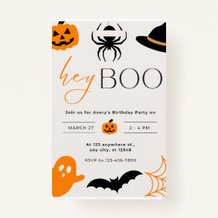 boo invitation card halloween party ID badge