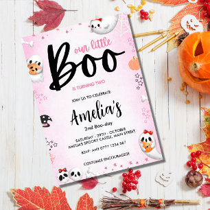 Boo is 2! Pink Halloween Ghost Girl Birthday  Invitation