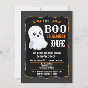 Boo Is Almost Due Cute Ghost Halloween Baby Shower Invitation