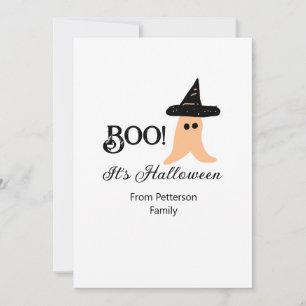 Boo it's Halloween from family name orange ghost Invitation