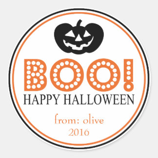 Boo! Jack-O-Lantern (Black / Orange) Classic Round Sticker