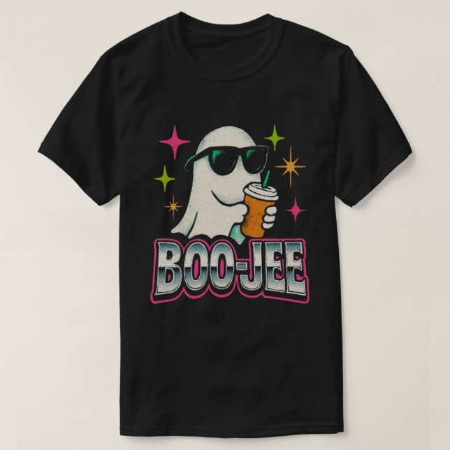 Boo-jee Bootleg Retro Ghost Halloween Design T-Shirt (Design Front)