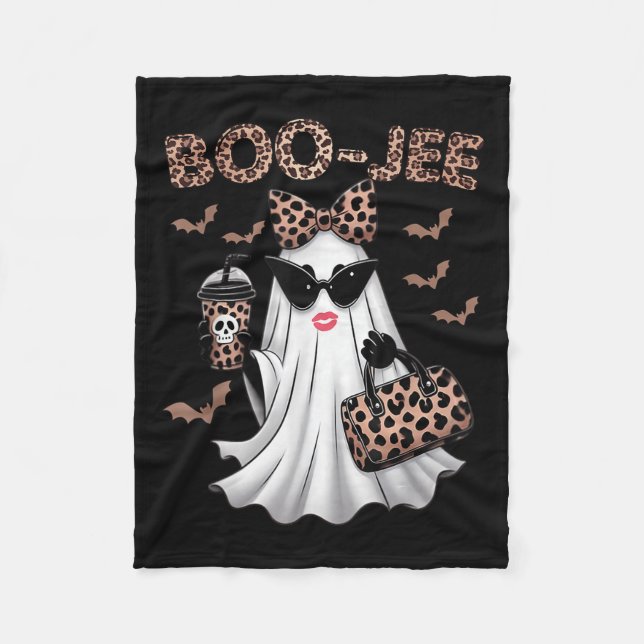 Boo Jee Boujee Ghost Halloween Fun October Vibes  Fleece Blanket (Front)