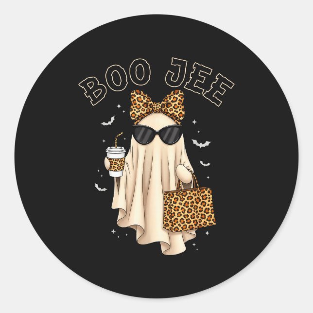 Boo Jee Boujee Ghost Halloween October Vibes Soky  Classic Round Sticker (Front)