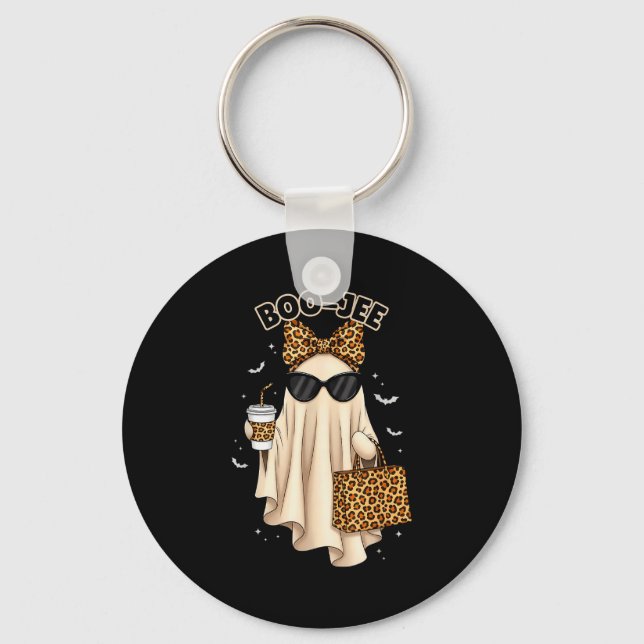 Boo Jee Boujee Ghost Halloween October Vibes Soky  Key Ring (Front)