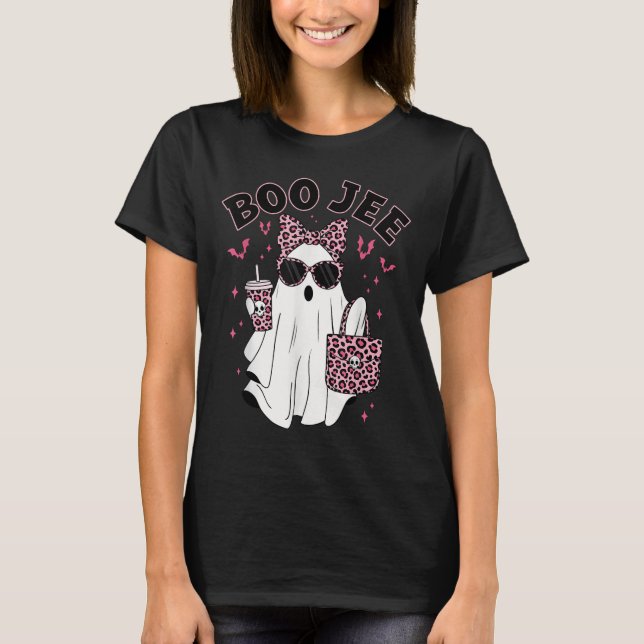 Boo Jee Boujee Nk Ghost Coffee Halloween October V T-Shirt (Front)