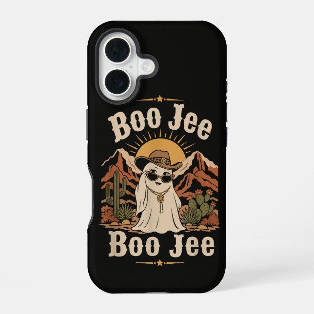 Boo JEE Cowboy Ghost Halloween iPhone 16 Case (Back)