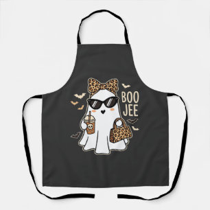Boo Jee Cute Ghost Halloween Leopard Design_1 Apron