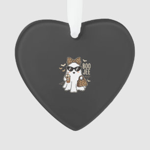 Boo Jee Cute Ghost Halloween Leopard Design_1 Ornament