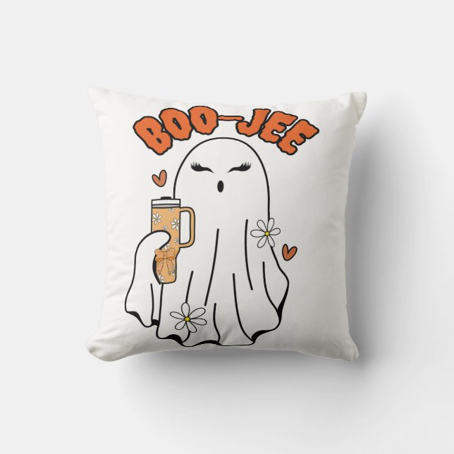 Boo-Jee Cute Halloween Ghost With 40oz Tumbler Cushion (Front)