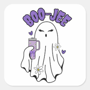 Boo-Jee Cute Halloween Ghost with 40oz Tumbler Square Sticker