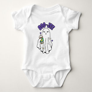 Boo-Jee Cute halloween Ghost with Iced Coffee Baby Bodysuit