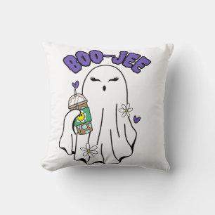 Boo-Jee Cute halloween Ghost with Iced Coffee Cushion
