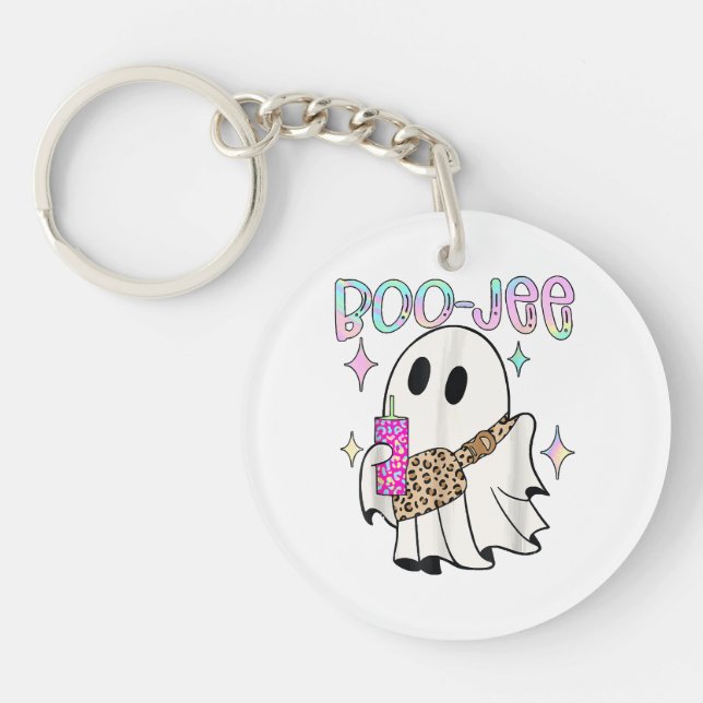 Boo Jee Funny Halloween Ghost Key Ring (Front)