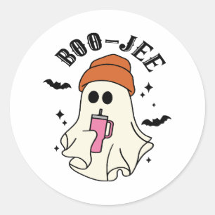 Boo-Jee funny Halloween Tumbler-Inspired Ghost Classic Round Sticker