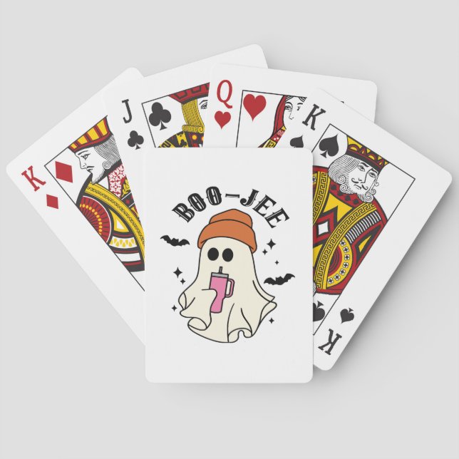 Boo-Jee  funny Halloween Tumbler-Inspired Ghost Playing Cards (Back)