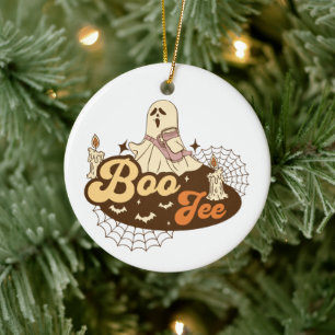 Boo-Jee Ghost Halloween funny Ceramic Tree Decoration