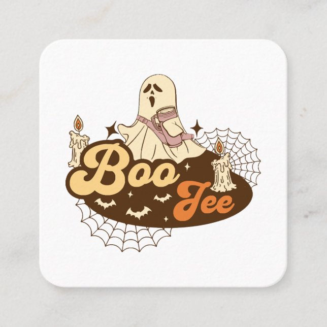 Boo-Jee Ghost Halloween funny Square Business Card (Front)
