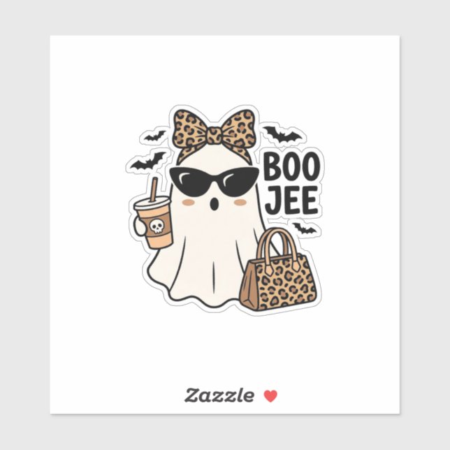 Boo Jee Ghost Halloween Leopard Bow Vector Design_ (Sheet)