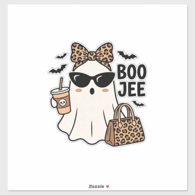 Boo Jee Ghost Halloween Leopard Bow Vector Design_ (Sheet)
