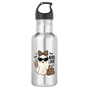 Boo Jee Ghost Halloween Leopard Bow Vector Design_ 532 Ml Water Bottle