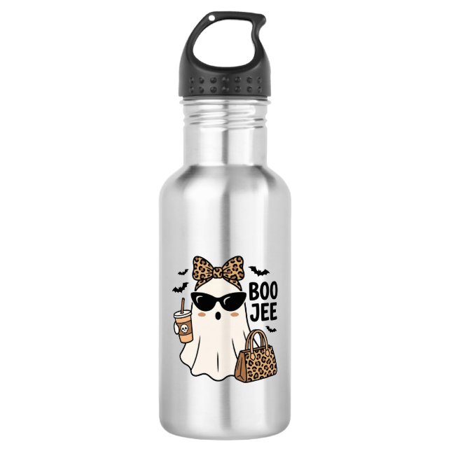 Boo Jee Ghost Halloween Leopard Bow Vector Design_ 532 Ml Water Bottle (Front)