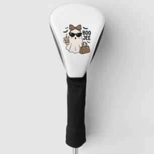 Boo Jee Ghost Halloween Leopard Bow Vector Design_ Golf Head Cover