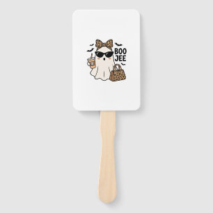 Boo Jee Ghost Halloween Leopard Bow Vector Design_ Hand Fan