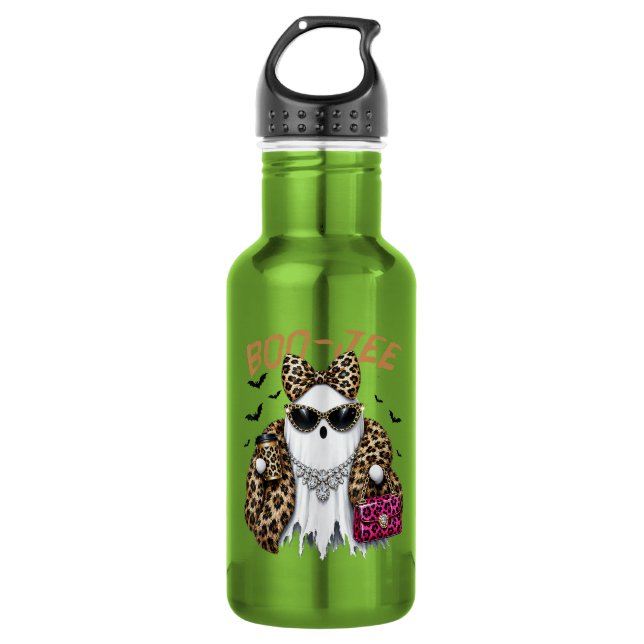 Boo-JEE Ghost Leopard Coquette Halloween 532 Ml Water Bottle (Front)