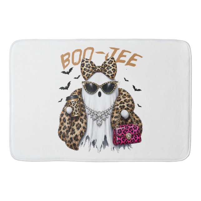 Boo-JEE Ghost Leopard Coquette Halloween Bath Mat (Front)