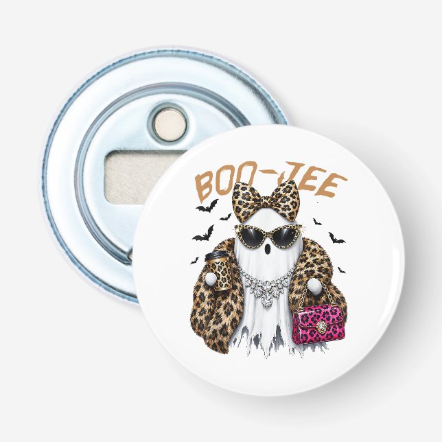 Boo-JEE Ghost Leopard Coquette Halloween Bottle Opener (Front)