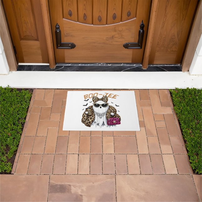 Boo-JEE Ghost Leopard Coquette Halloween Doormat (Outdoor)
