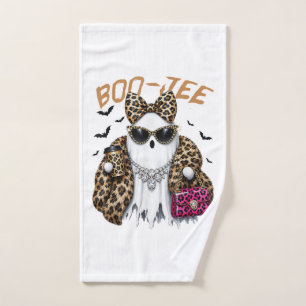 Boo-JEE Ghost Leopard Coquette Halloween Hand Towel