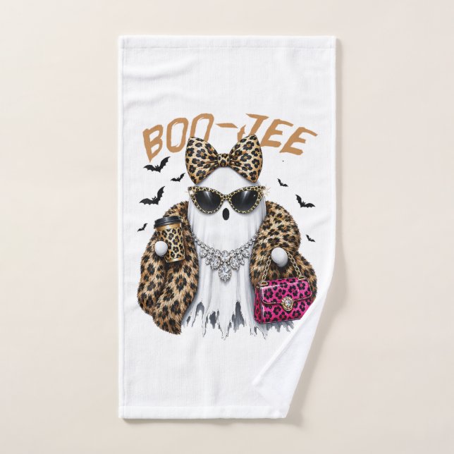 Boo-JEE Ghost Leopard Coquette Halloween Hand Towel (Hand Towel)