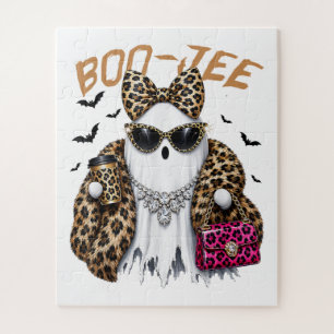 Boo-JEE Ghost Leopard Coquette Halloween Jigsaw Puzzle