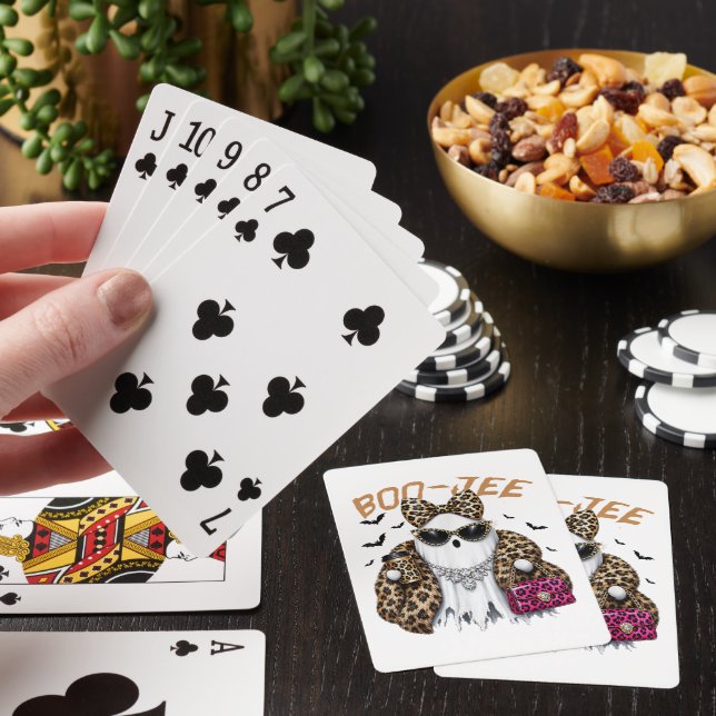 Boo-JEE Ghost Leopard Coquette Halloween Playing Cards (In Situ)