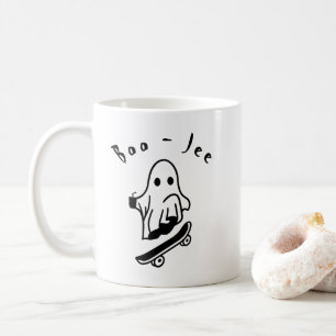 Boo Jee Halloween Ghost Skating Spooky Drawings Coffee Mug